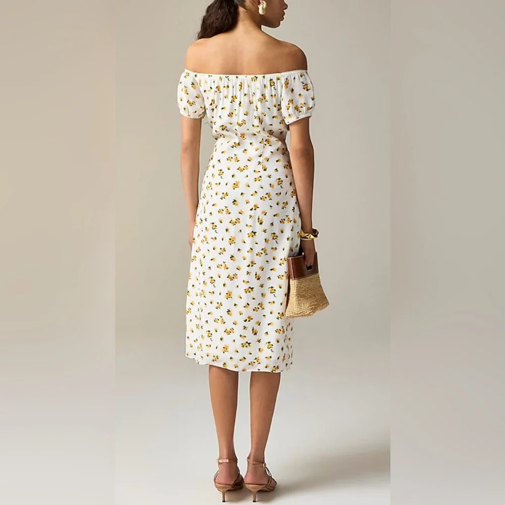 J.Crew Off-the-shoulder slip dress in budding rose print